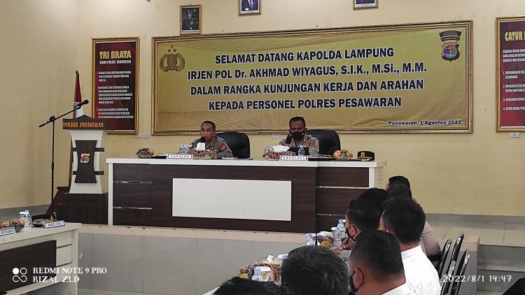 Kunjungan Kerja Kapolda Lampung di Polres Pesawaran