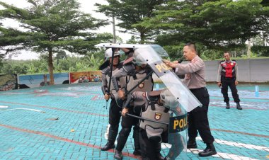 Tingkatkan Kemampuan, Sat Samapta Polres Pesawaran Polda Lampung Rutin Laksanakan Latihan Dalmas