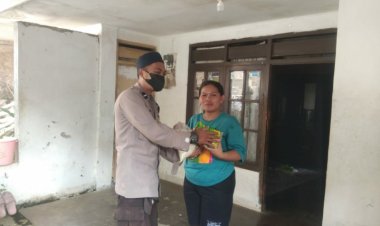 Bhabinkamtibmas Polsek Cibeureum Salurkan Bantuan Sembako