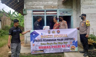 HUT Humas Polri Ke 71, Si Humas Polres Pesawaran Polda Lampung Gelar Bakti Sosial