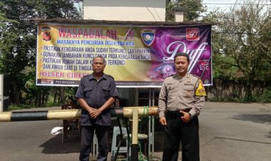 Bhabinkamtibmas Polsek Cibeureum Sambangi Pos Security,lngatkan Untuk Selalu Waspada