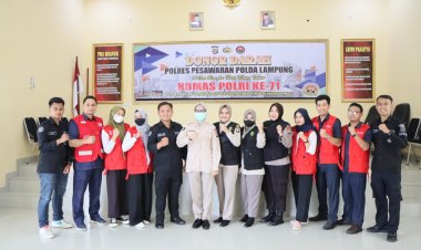 Dalam Rangka HUT Humas Polri Ke-71, Humas Polres Pesawaran Polda Lampung Adakan Donor Darah