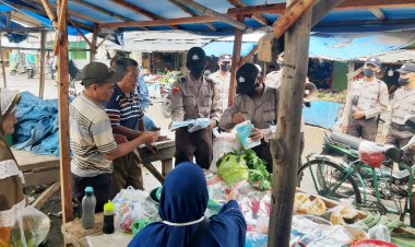 Humanis, Personil Siswa Latja SPN Kemiling Himbau Prokes Covid 19 dan bagikan masker.