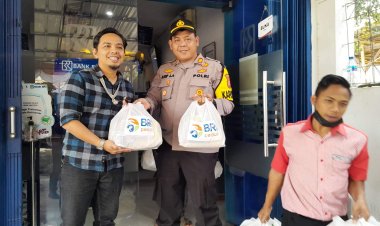 Polsek Sukalarang Berikan Pengawalan Bantuan Paska Gempa dari Bank BRI Unit Sukalarang