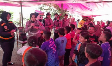 Kegiatan Trauma Healing Polres Sukabumi Kota Pasca Bencana Gempa