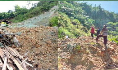 Kapolsek ,Kontrol Lokasi Bencana Longsor  Di Wilayah Kecamatan Cireunghas
