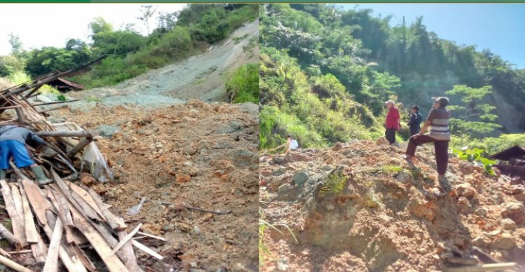 Kapolsek ,Kontrol Lokasi Bencana Longsor  Di Wilayah Kecamatan Cireunghas