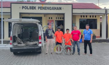 Polsek Penengahan Lampung Selatan Amankan 2 Pelaku Curat Plat Besi Perusahaan