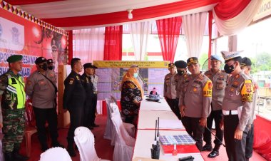 Kapolres Pesawaran Polda Lampung Cek Kesiapan Pos Pengamanan dan Pos Pelayanan Ops Lilin Krakatau 2022