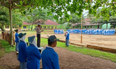 Berikan Himbauan Tertib berlalu Lintas, Sat Lantas Polres Pesawaran Ambil Apel Di Sekolah