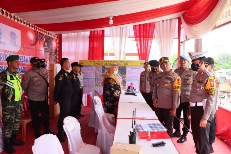 Kapolres Pesawaran Polda Lampung Cek Kesiapan Pos Pengamanan dan Pos Pelayanan Ops Lilin Krakatau 2022