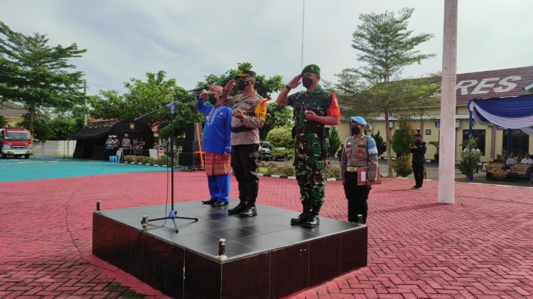 Momentum Nataru, Polres Pesawaran Polda Lampung Gelar Pasukan Operasi Lilin 2022