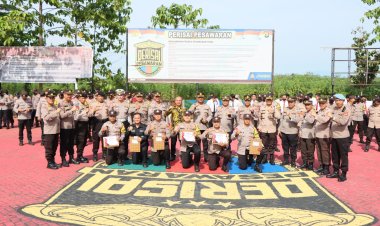 Polres Pesawaran Gelar Apel Pemberian Sertifikat Pelatihan Wartawan Muda dan Kartu Citizen Journalism Community Kepada Personil Bhabinkamtibmas