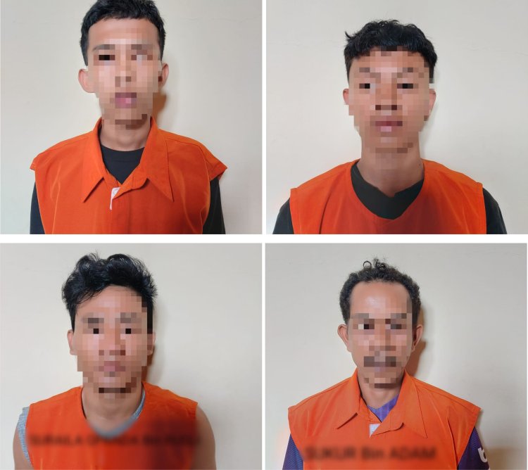 Tim Tekab 308 Presisi Polres Lampung Selatan Tangkap Empat Tersangka Pencurian dengan Kekerasan (Curas)