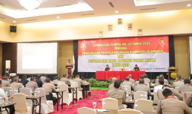 Kapolda Lampung Irjen Pol Dr Akhmad Wiyagus S.ik.,M.Si.,M.M Buka Sosialisasi Perpol No 10 Tahun 2022 dan Hasil Rakernis Fungsi Hukum Tahun 2023