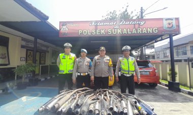 Unit Lantas Polsek Sukalarang Berhasil Sita Puluhan Knalpot Brong