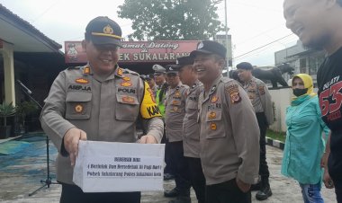 Polsek Sukalarang Giat Gerakan Berinfaq dan Bersedekah di Pagi Hari