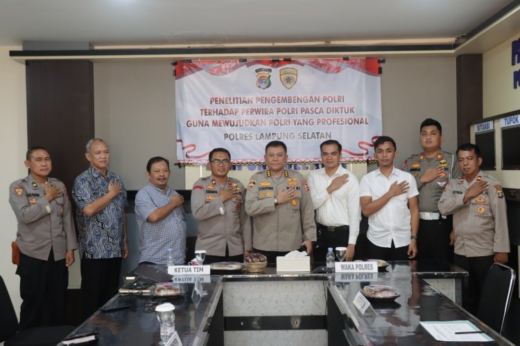 Polres Lampung Selatan Sambut Tim Puslitbang Polri dalam Rangka Pelaksanaan Penelitian Implementasi Penanganan dan Pembinaan SDM Polri