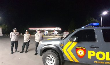 Patroli Malam Polsek Sukalarang monitoring Dan Kontrol SPBU