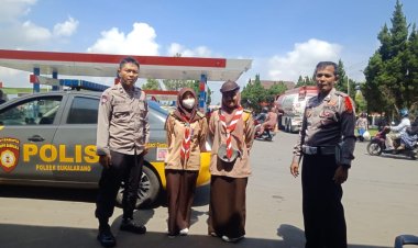 Patroli Siang Hari Personel Pospam MonitoringSPBU Kontrol Ketersediaan BBM