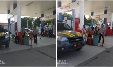 Monitoring Ketersediaan BBM, Polisi Kontrol SPBU Cimangkok Sukalarang