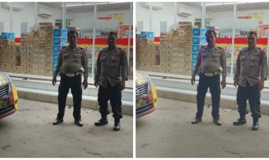 Patroli Malam Kontrol Minimarket,Polisi Sampaikan Himbauan Kamtibmas Kepada Karyawan