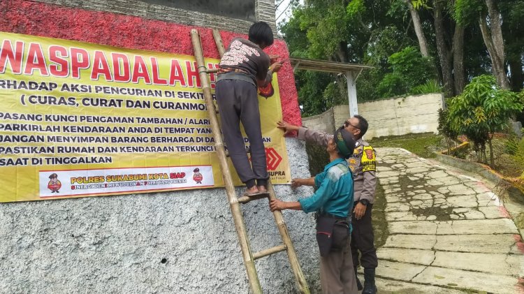 Bhabinkamtibmas Desa Sudajayagirang Lakukan Pemasangan Spanduk Himbauan