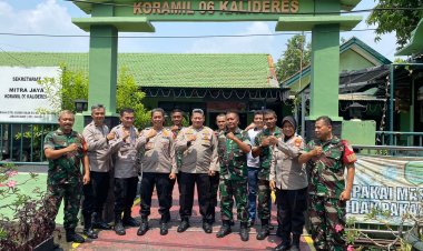 Kapolsek Kalideres Jakarta Barat Sambangi Koramil 06 Guna Pererat Soliditas dan Sinergitas TNI-Polri
