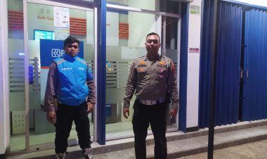 Giat Patroli Malam Polsek Sukalarang Kunjungi Bank BRI Unit Sukalarang
