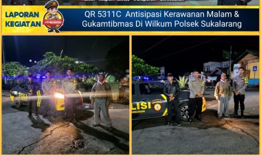 Cegah Gukamtibmas, Polsek Sukalarang Gencarkan Patroli Malam Hari