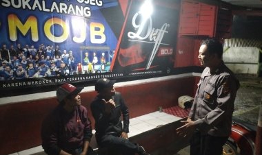 Polsek Sukalarang Tingkatkan Patroli Malam, Sambangi Pangkalan Ojek Beri Himbauan Harkamtibmas