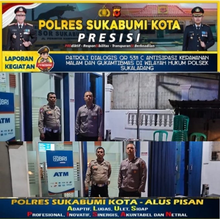 Personel Polsek Sukalarang Kontrol Mesin ATM Saat Berpatroli