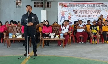 AKBP Tommy Souissa Pimpin Apel Pembukaan Lomba Olahraga Jajaran Polres Bitung Dalam Rangka Hari Bhayangkara ke-77