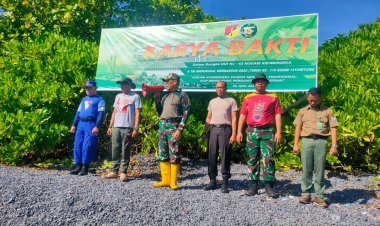 HUT Kodam XIII/Mdk ke-65 Tahun, Polres Bitung ikut Pembersihan Pantai