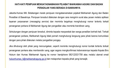 Hati-hati Penipuan Mengatasnamakan Pejabat MA Dan Badan Peradilan