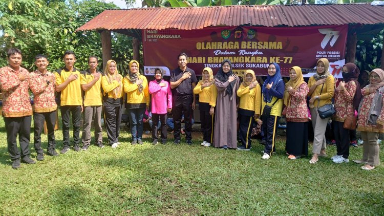 Jelang Hut Bhayangkara Ke 77 Polsek Sukabumi Olahraga Bersama