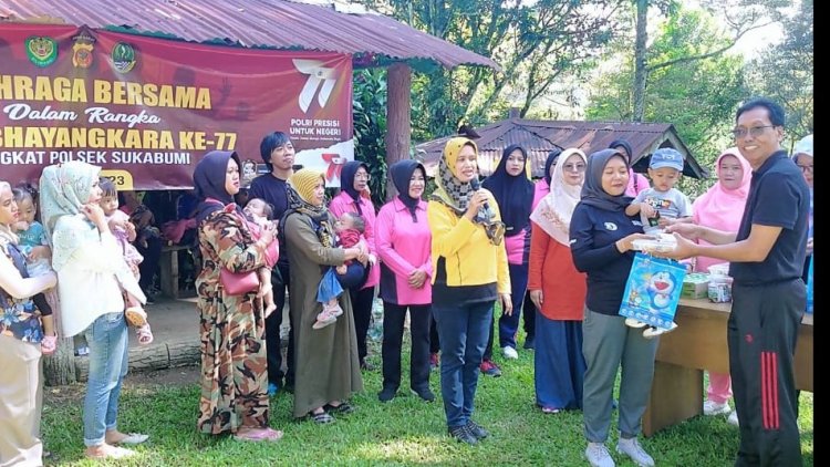Jelang Hut Bhayangkara Ke 77 Polsek Sukabumi Olahraga Bersama