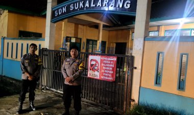 Cegah Kejahatan Di Lingkungan Sekolah,Polsek Sukalarang Gelar Patroli Malam