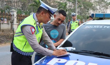 Dalam Rangka Ops Zebra Krakatau 2023, Polres Pesawaran Adakan Razia Di Wilkum Polsek Kedondong