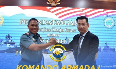 Pangkoarmada I Tandatangani Perjanjian Kerjasama Dengan PT Yabes Anugrah Nusatama Tentang Pengerukan Alur Laut