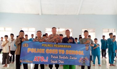 EDUKASI SANTRI PADA MOMENTUM HARI SANTRI NASIONAL, POLRES PESAWARAN SAMBANGI PONPES SMPIT NURUL IMAN