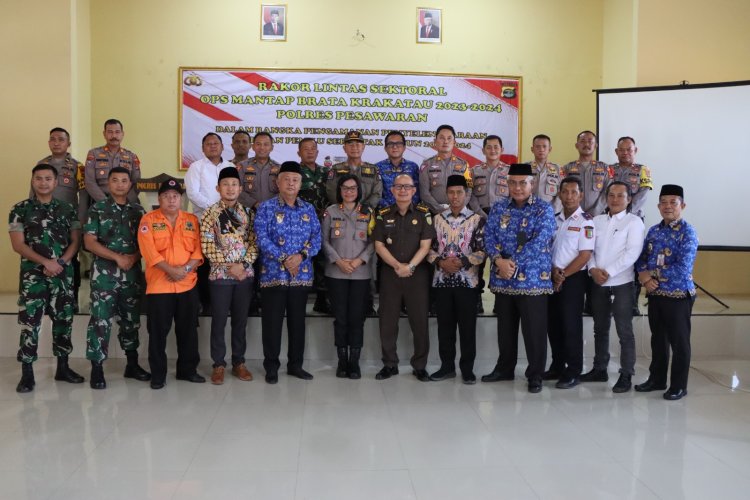 Rakor Lintas Sektoral Operasi Mantap Brata Krakatau 2023 - 2024 Polres Pesawaran