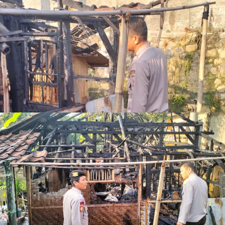Kanit Binmas Polsek Sukalarang Cek Lokasi Kebakaran Rumah di Desa Semplak