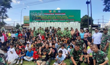 Kodim 1310/Bitung Lakukan Trauma Healing, Letkol Czi Hanif Tupen : Berikan Anak-anak Keceriaan