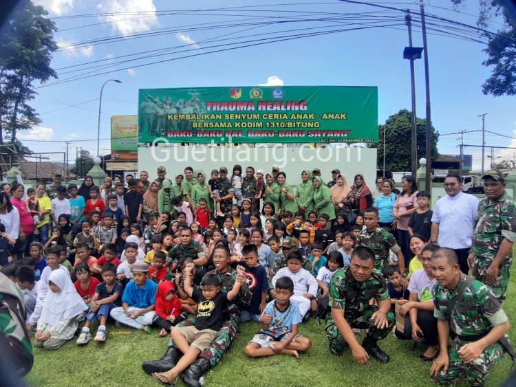 Kodim 1310/Bitung Lakukan Trauma Healing, Letkol Czi Hanif Tupen : Berikan Anak-anak Keceriaan