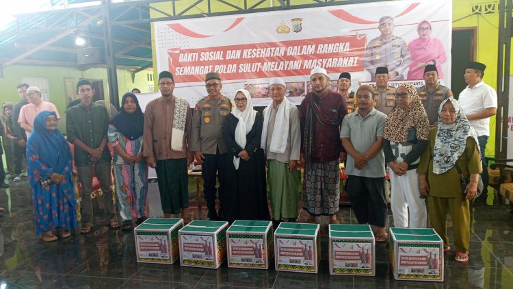 Lakukan Bakti Sosial dan Kesehatan, Polda Sulut Bersama Polres Bitung Salurkan 200 Paket Sembako