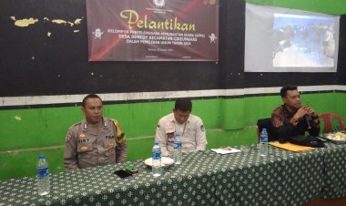 Bhabinkamtibmas Polsek Cireunghas,Hadiri Pelantikan KPPS di Desa Bencoy