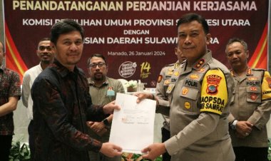 KPU dan Polda Sulut Tandatangani Kerjasama Pengamanan Pemilu 2024