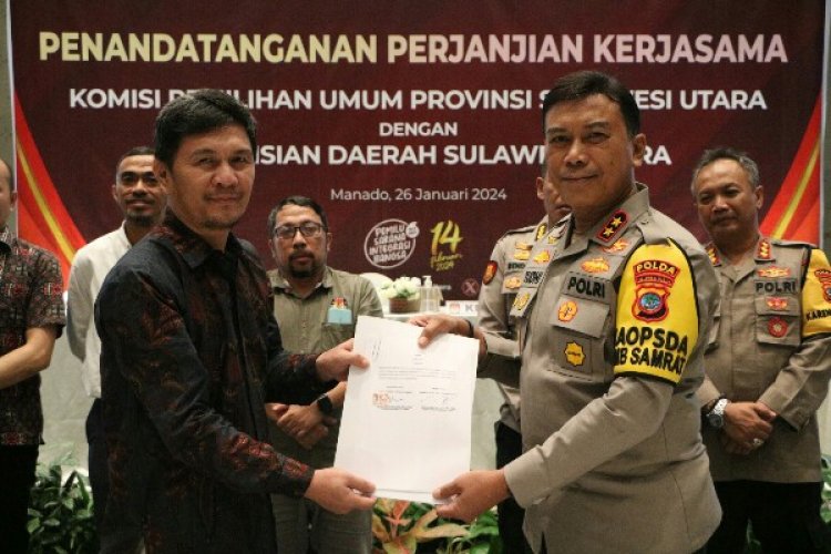 KPU dan Polda Sulut Tandatangani Kerjasama Pengamanan Pemilu 2024