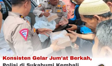 Jum'at Berkah,Polisi Di Sukabumi Bagikan Nasi Kotak
